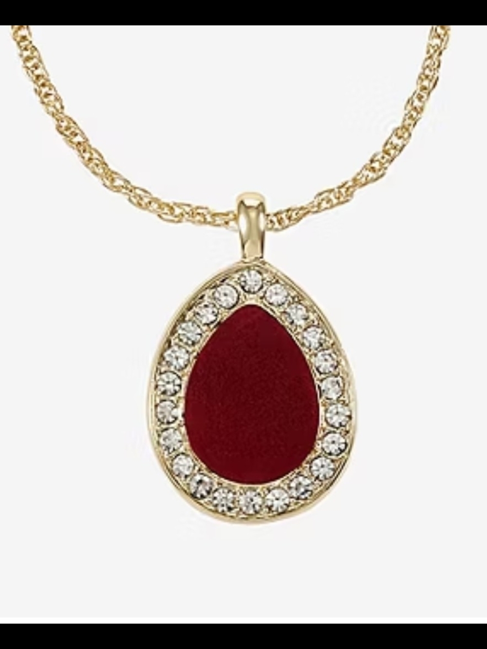 Monet Jewelry Gold Tone Velvet Halo Womens Glass 17 Inch Pendant Necklace, NWT!
